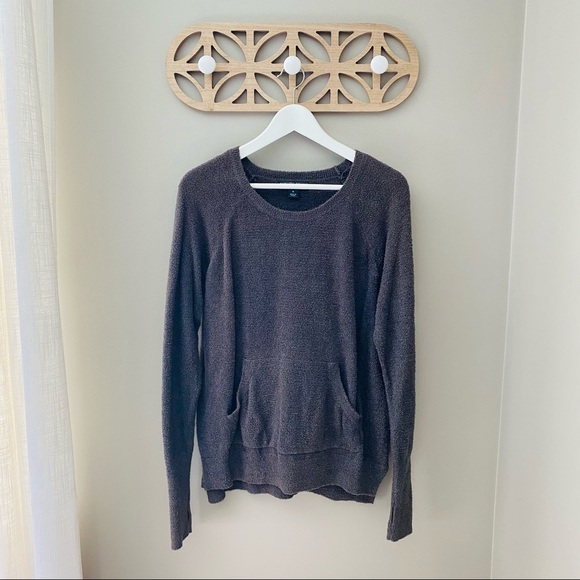 Barefoot Dreams CozyChic Lite Pullover Sweater Charcoal Sz Medium - Picture 1 of 9